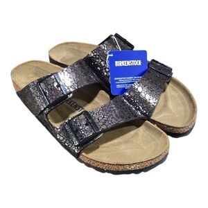 Birkenstock Arizona Sandals Womens Size 9 Black Metallic Stone Narrow EU 40